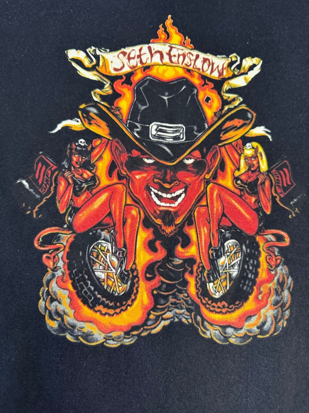 SHIFT Black Men’s Regular Fit M Long Sleeve Crew Neck Devil Motorcycle Tee